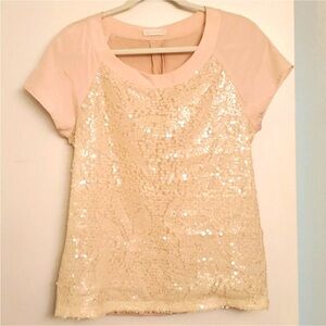 Promod Sequin Blouse in Blush and Pink Sz L